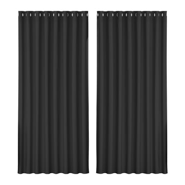 Artiss 2X Blockout Curtains Eyelet 300x230cm Black